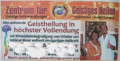 Wenn gar nichts mehr hilft, bleibt ja immer noch die Geistheilung...